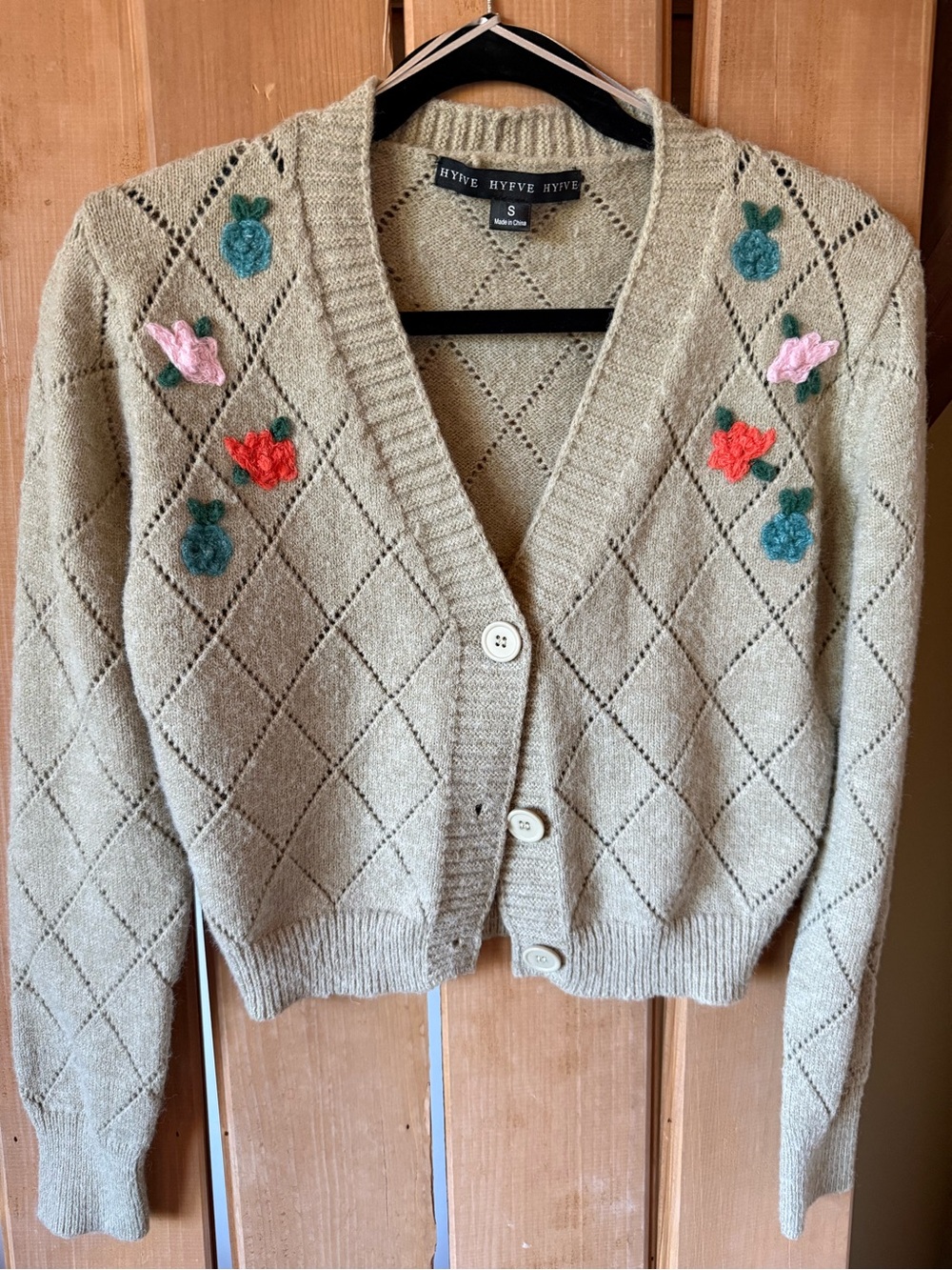 Hyfve Floral Embroidered Cropped Cardigan Sweater Small - Picture 1 of 10